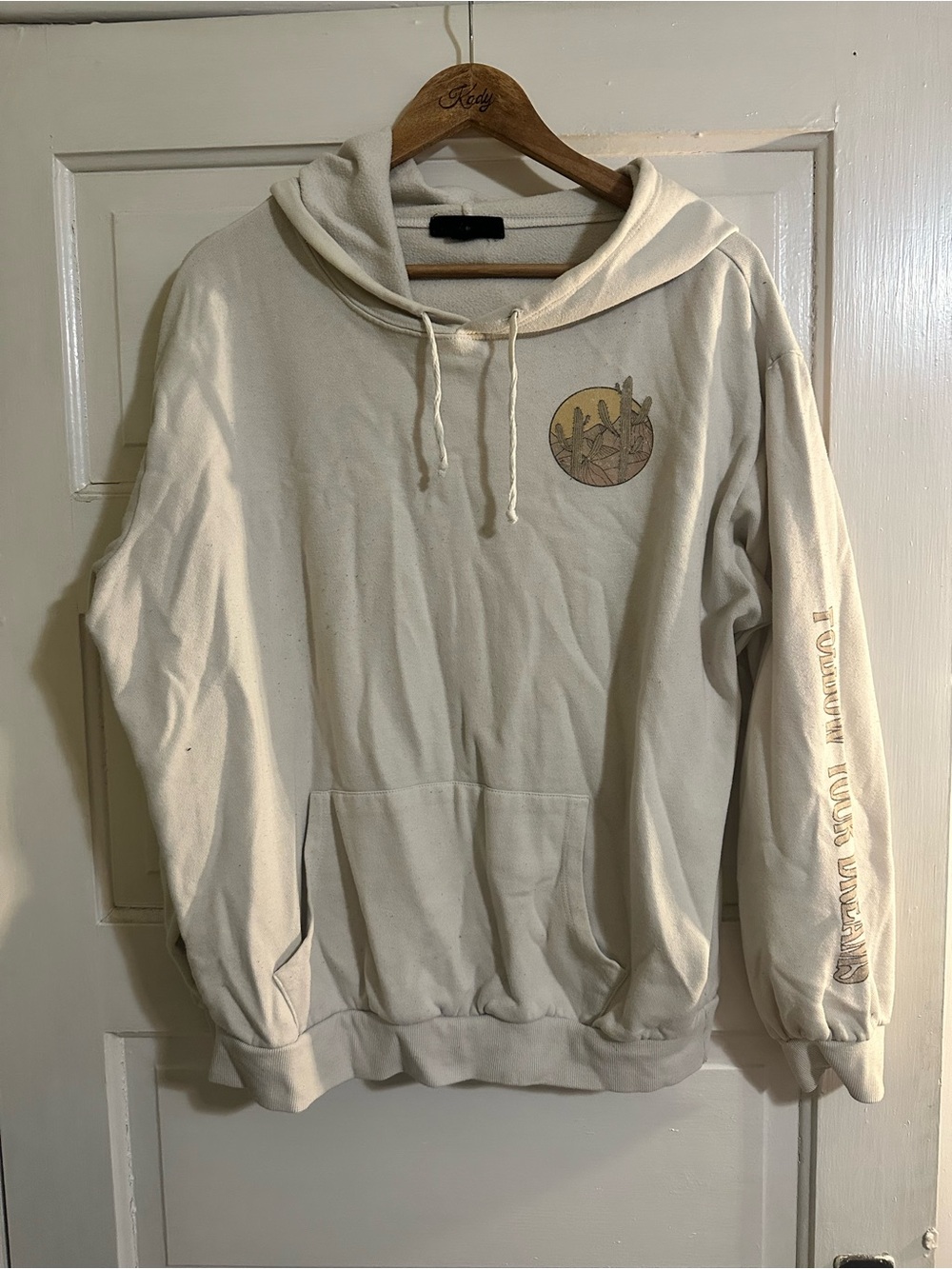 Social Scene Cactus Desert Follow your Dreams Cream Hoodie Sweatshirt